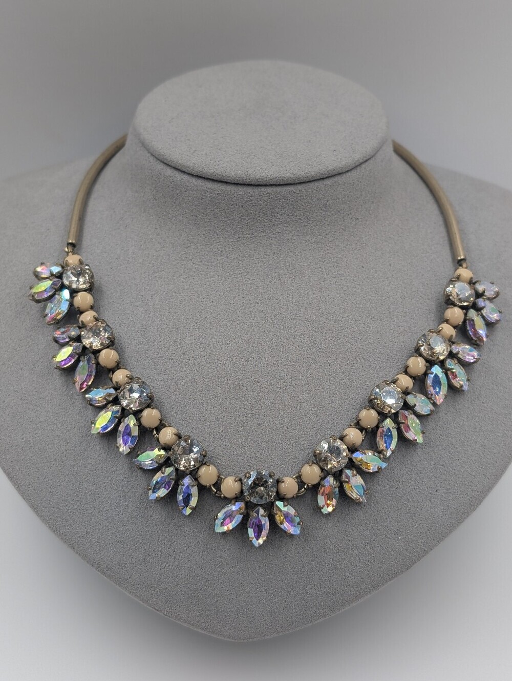 NWT J. Crew Iridescent Aurora Borealis Crystal Collar Choker Necklace 0601